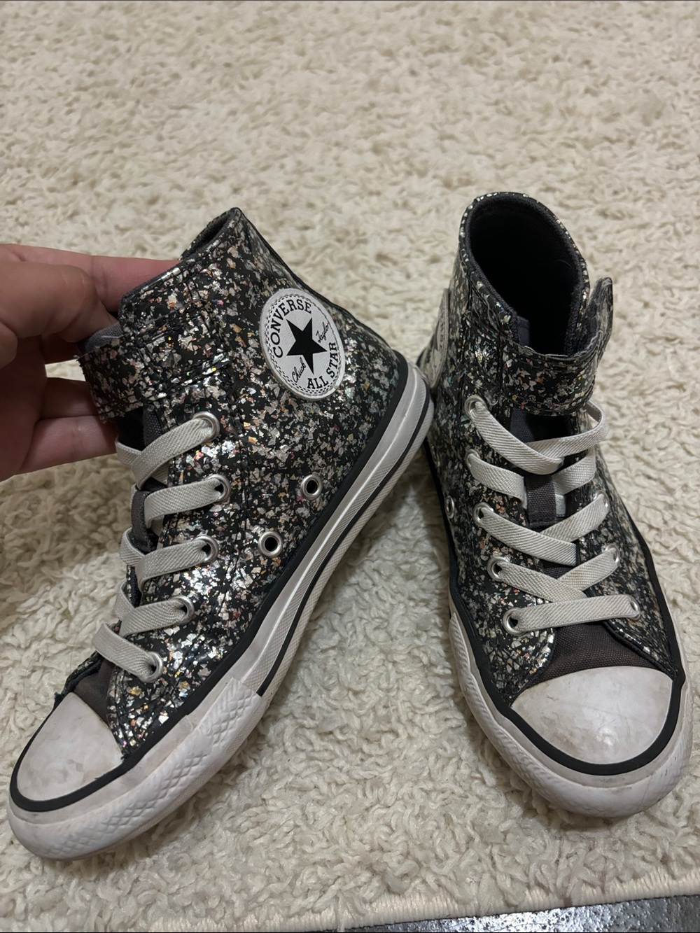 Converse black glittery shoes